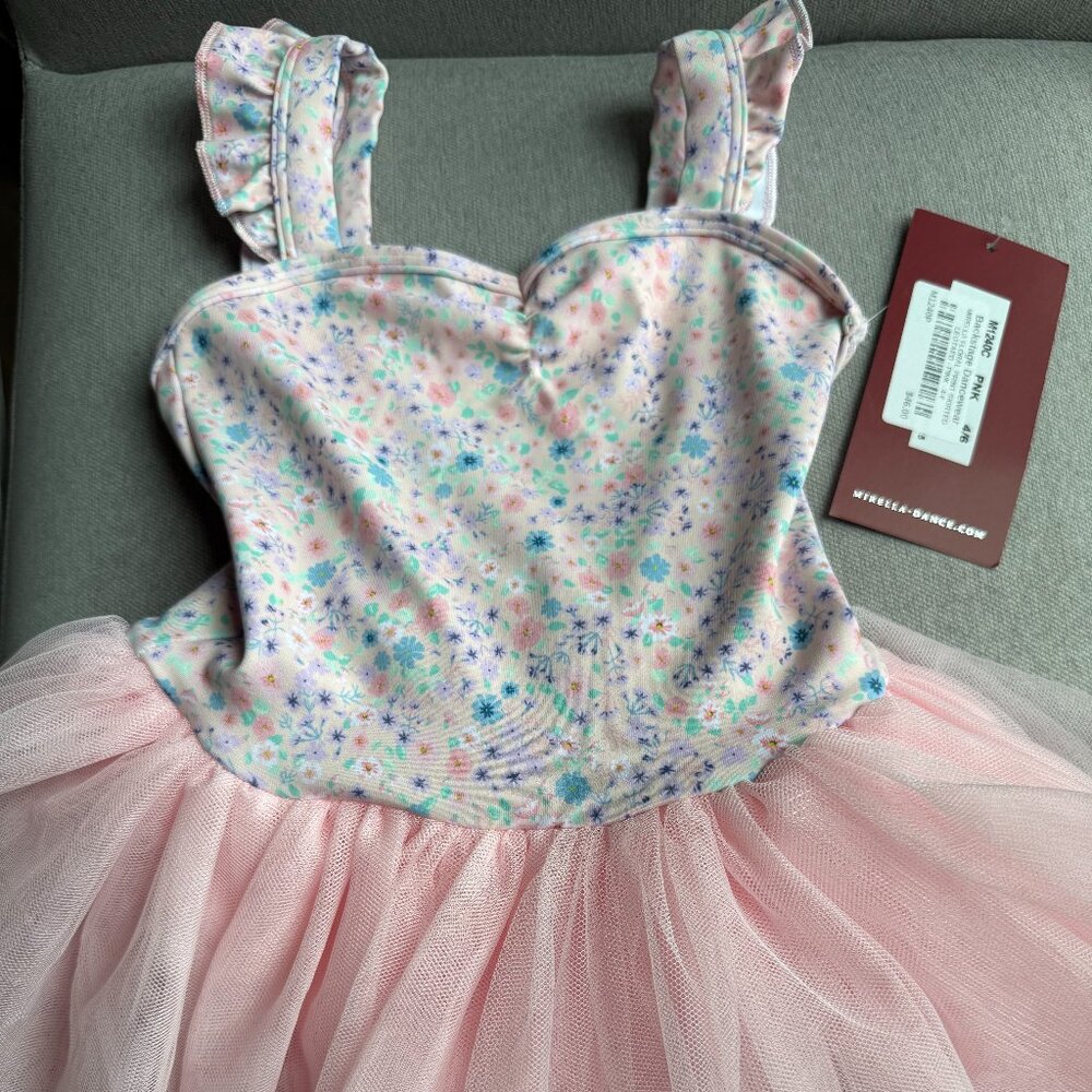 Mirella Floral leotard tutu. Pink-size 4/6
